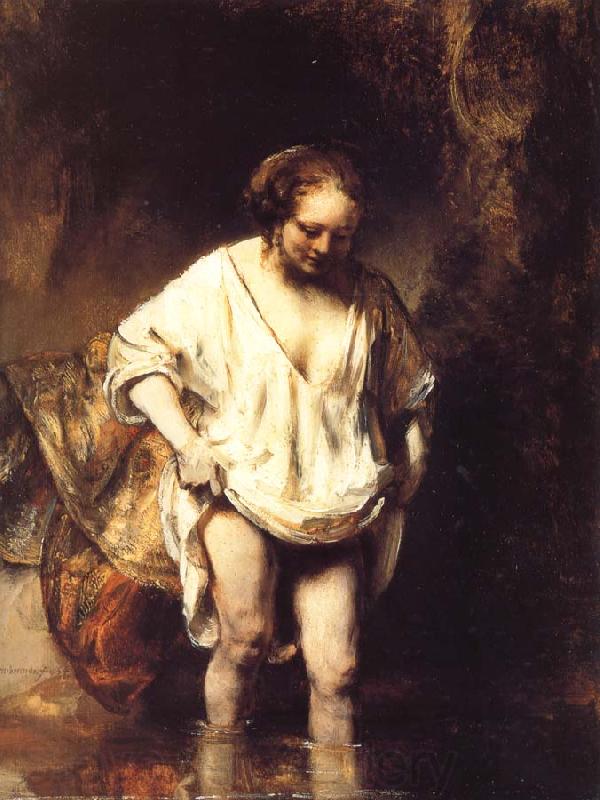 REMBRANDT Harmenszoon van Rijn A Woman Bathing in a Stream Norge oil painting art